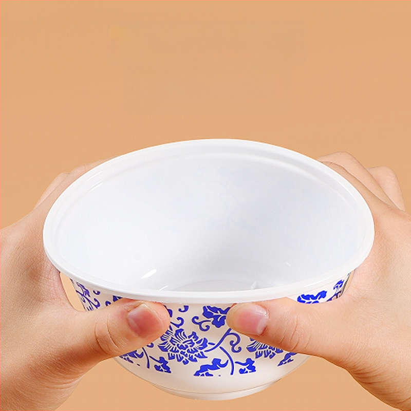 Vas de unică folosință din plastic, design porțelan albastru și alb, luxos, rezistent la temperaturi, potrivit pentru alimente, pentru catering, nunți și uz casnic