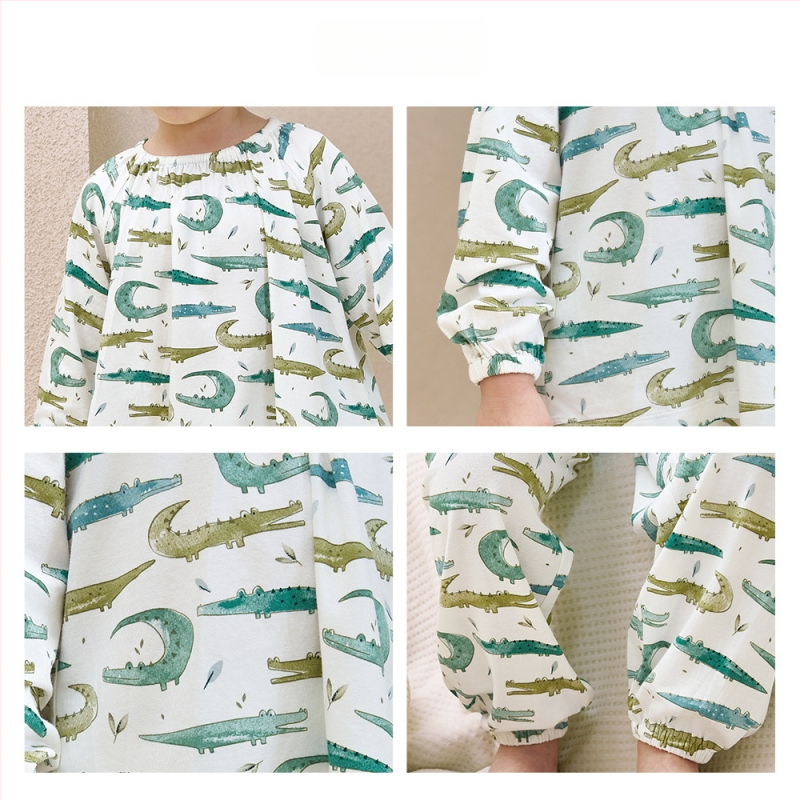 Andan Set Pijamale Copii Unisex cu Mâneci Lungi din Bambus-Bumbac-Spandex, Model Cartoon, Îmbrăcăminte de Casă