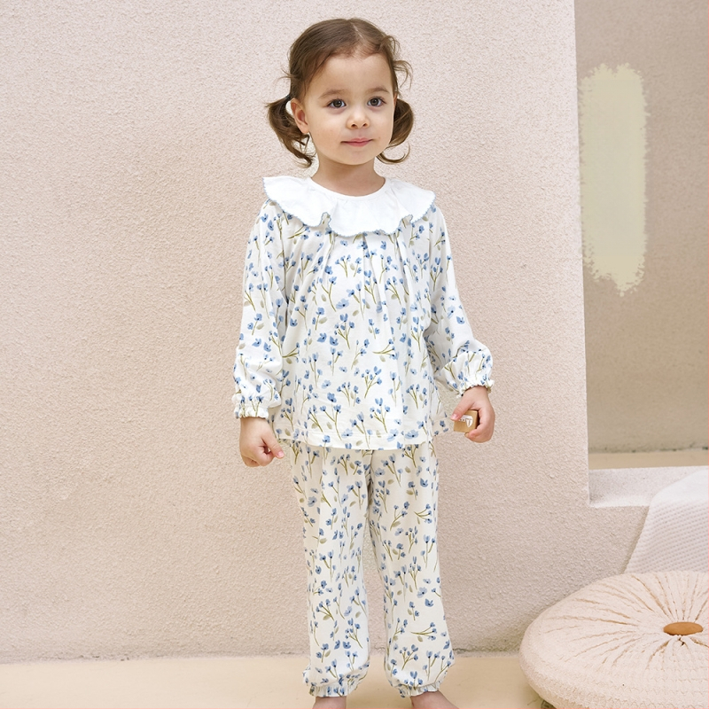 Andan Set Pijamale Copii Unisex cu Mâneci Lungi din Bambus-Bumbac-Spandex, Model Cartoon, Îmbrăcăminte de Casă