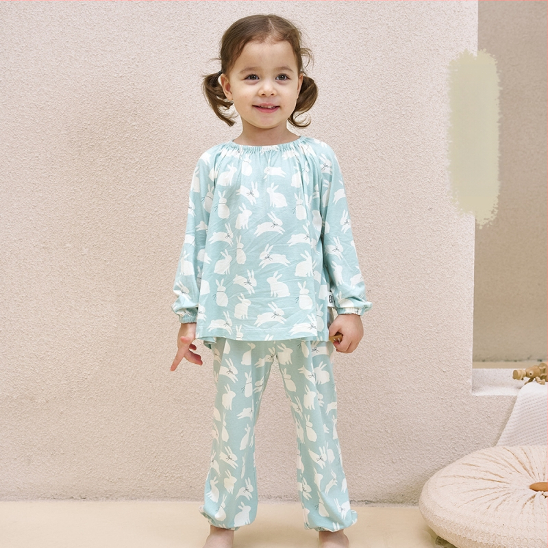 Andan Set Pijamale Copii Unisex cu Mâneci Lungi din Bambus-Bumbac-Spandex, Model Cartoon, Îmbrăcăminte de Casă