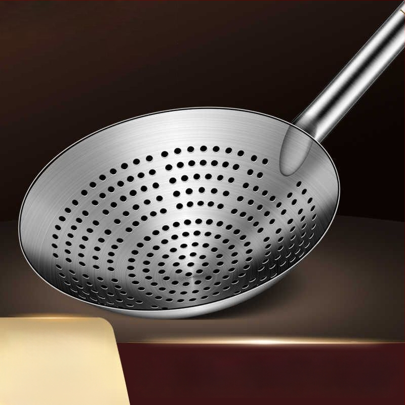 Colander din oțel inoxidabil, îngroșat, pentru prăjit, uz casnic și comercial, strecurător de bucătărie, lingură mare cu găuri
