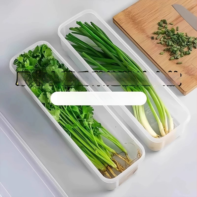 Cutie de depozitare alimentară pentru frigider cu ceapă verde, coriandru, ghimbir, usturoi, tăiței și ouă