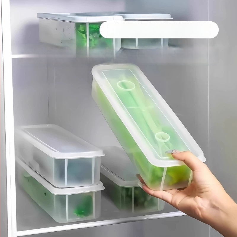 Cutie de depozitare alimentară pentru frigider cu ceapă verde, coriandru, ghimbir, usturoi, tăiței și ouă