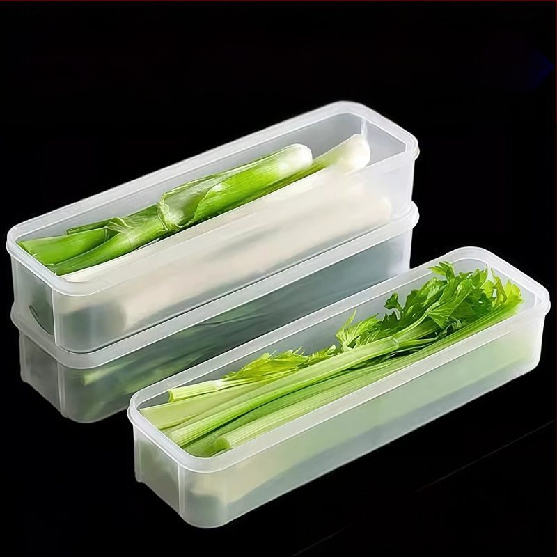 Cutie de depozitare alimentară pentru frigider cu ceapă verde, coriandru, ghimbir, usturoi, tăiței și ouă