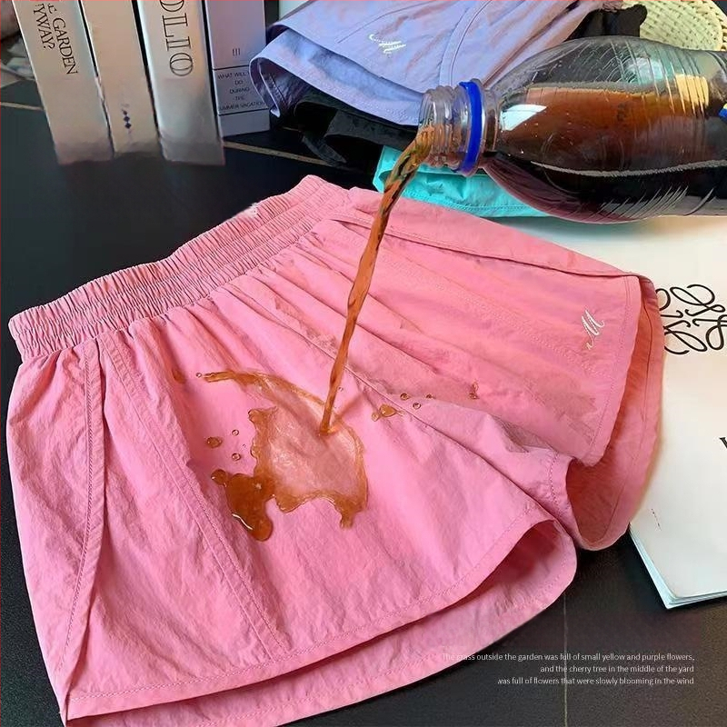Șorturi de vară lejere pentru fete în stil coreean, versatile și moderne, cu croială largă, material ice silk, uscare rapidă, casual sport