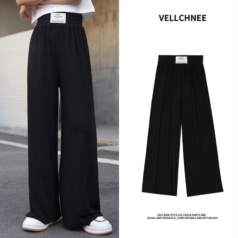 Pantaloni Ice Silk largi pentru fete, casual de vară, ușori