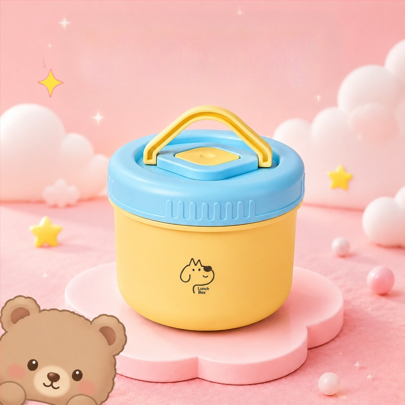Cutie prânz ceramică rotundă, pentru angajați de birou și studenți, capacitate 1–2 L, strat unic, nefiind potrivită pentru microunde, portabilă, stil modern minimalist, model desen animat