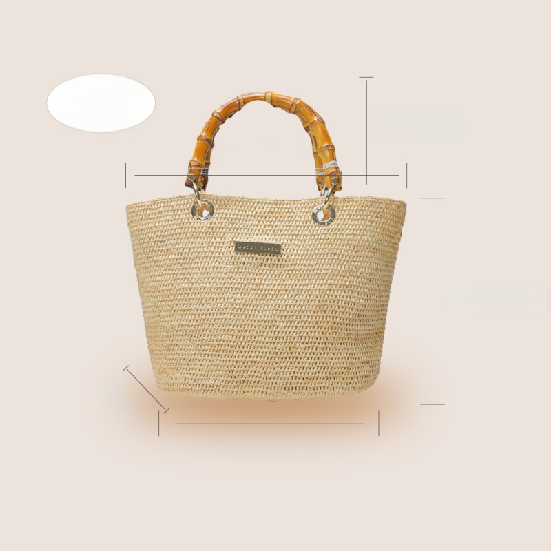 Geantă Kaishida din rafie, țesută manual, stil franțuzesc, capacitate mare, design minimalist