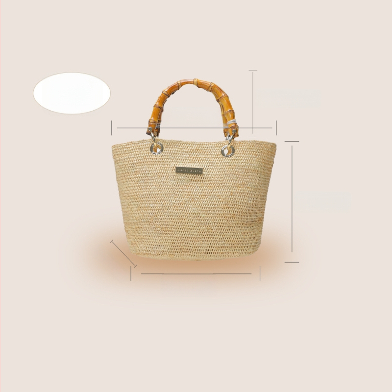 Geantă Kaishida din rafie, țesută manual, stil franțuzesc, capacitate mare, design minimalist