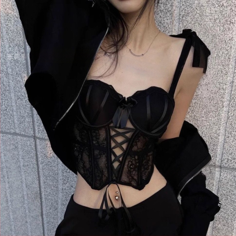 Bustier cropped cu căptușeală și oase din oțel, corset cu oase de pește, talie subțire, top cu bretele pentru club