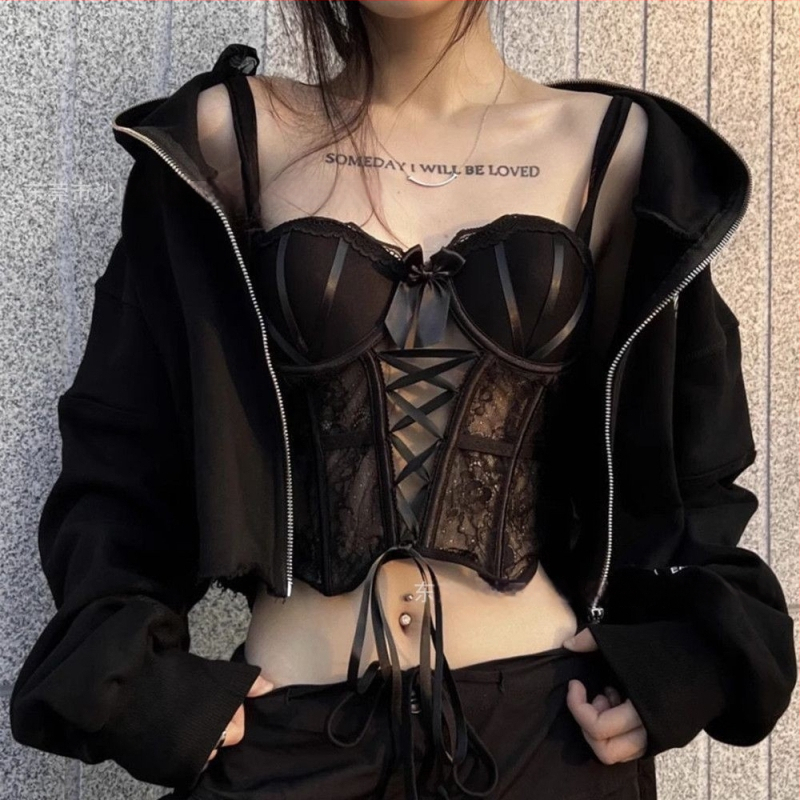 Bustier cropped cu căptușeală și oase din oțel, corset cu oase de pește, talie subțire, top cu bretele pentru club