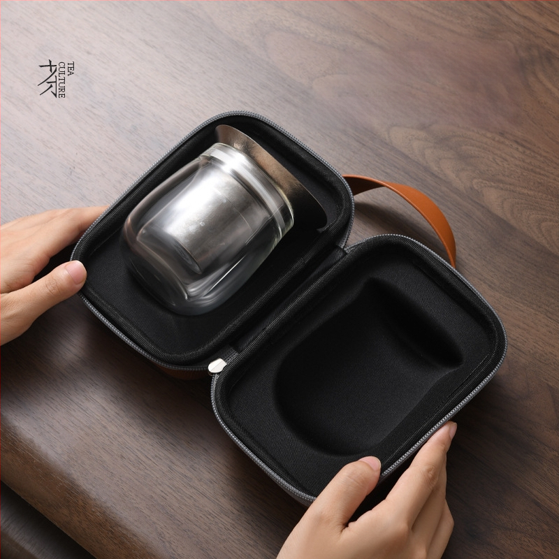 Set de accesorii pentru ceai din titan pur pentru drumeții în aer liber — gadget pentru prepararea ceaiului cu mică tavă, recipient pentru zaț de ceai, ac de ceai, design fără capac, 2026