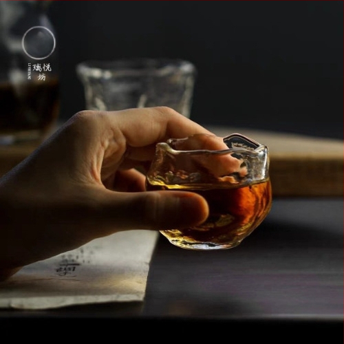 Cească de sticlă pentru ceai Gongfu, mică ceașcă de degustare, pahar de sticlă în stil antic, ceașca maestrului și pahar de vin