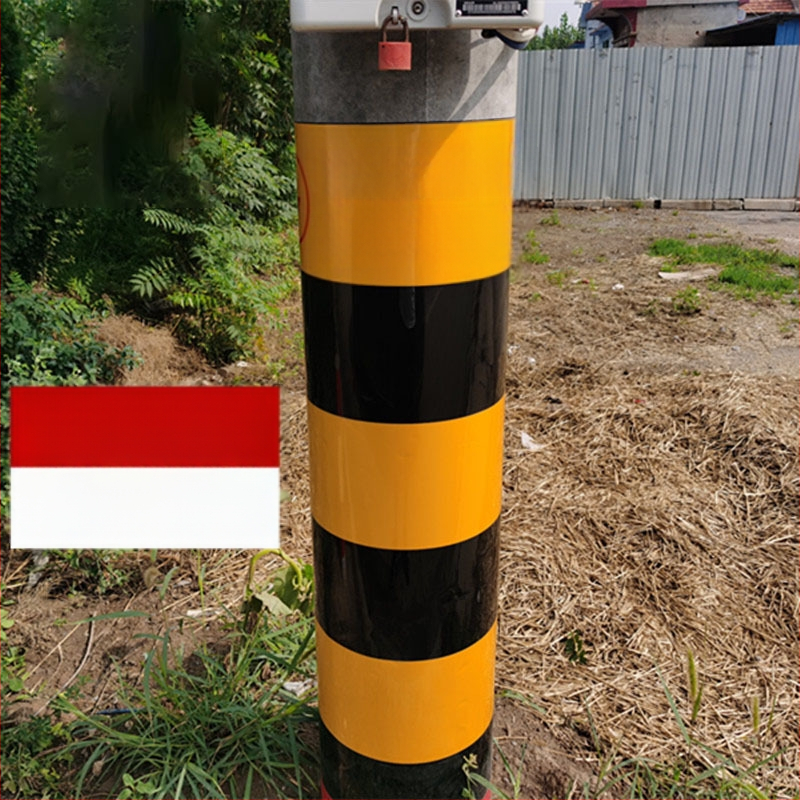 Filmul reflex roșu-alb pentru stâlpi electrici – etichetă anti-coliziune, bandă de avertizare galben-negru