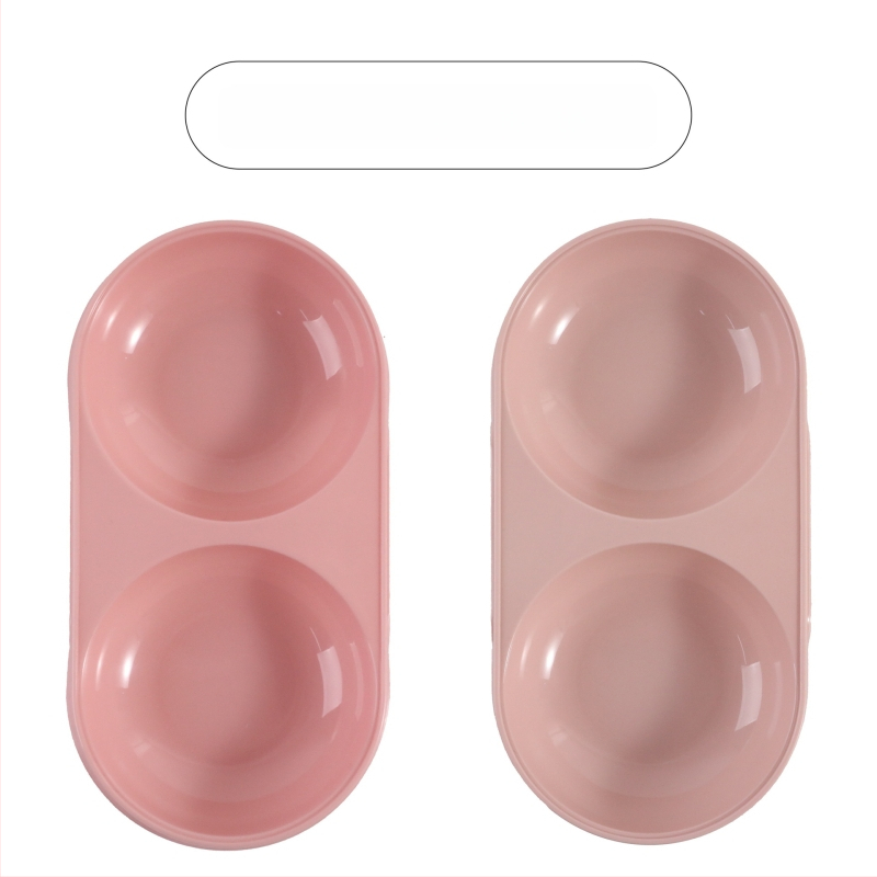 Boluri din plastic colorate ca bomboane pentru pisici, bol dublu oval, stil macaron