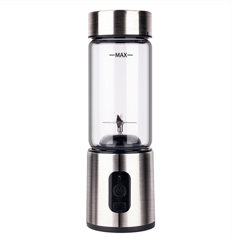 Storcător electric portabil pentru fructe și legume, cu 6 lame, sticlă borosilicată, capacitate 400 ml, baterie încorporată