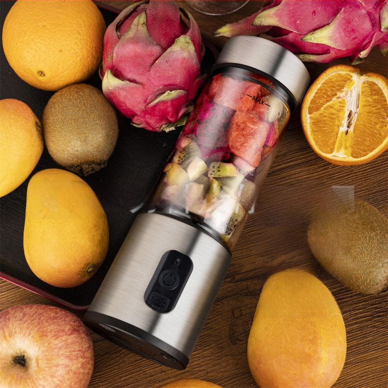 Storcător electric portabil pentru fructe și legume, cu 6 lame, sticlă borosilicată, capacitate 400 ml, baterie încorporată