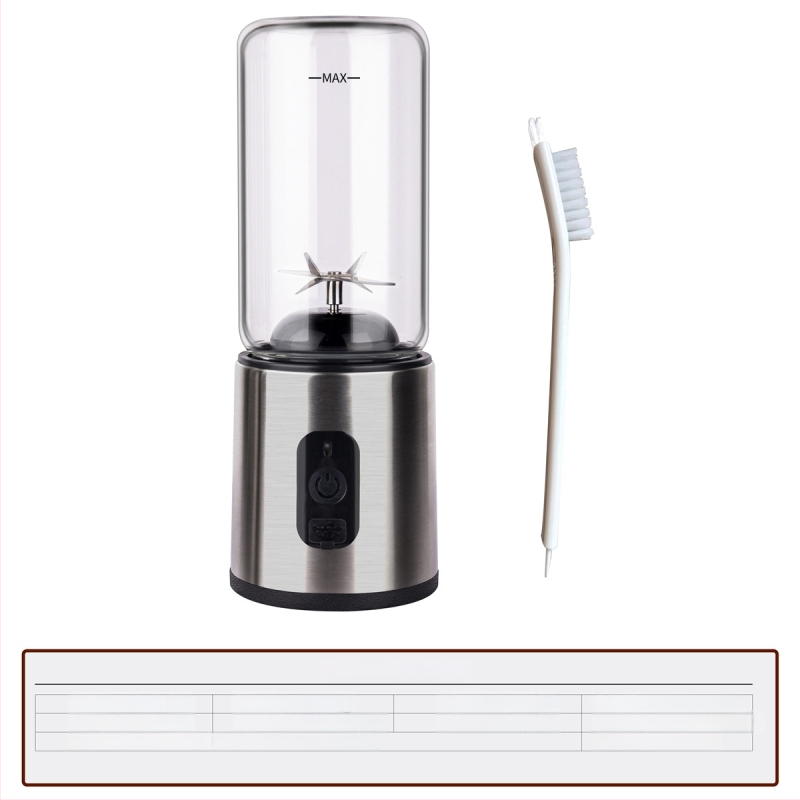 Storcător electric portabil pentru fructe și legume, cu 6 lame, sticlă borosilicată, capacitate 400 ml, baterie încorporată