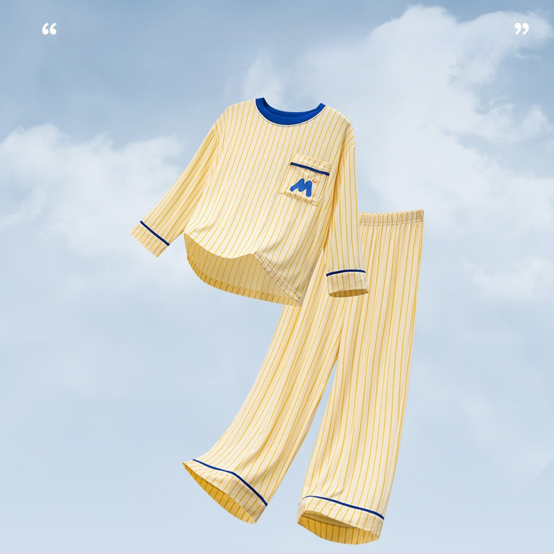 Set de pijama pentru copii din modal, tricou cu mânecă scurtă și pantaloni scurți, două piese, vară, unisex