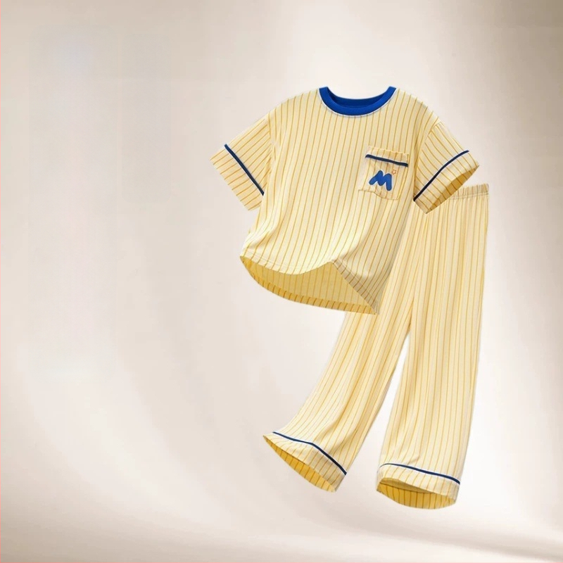 Set de pijama pentru copii din modal, tricou cu mânecă scurtă și pantaloni scurți, două piese, vară, unisex