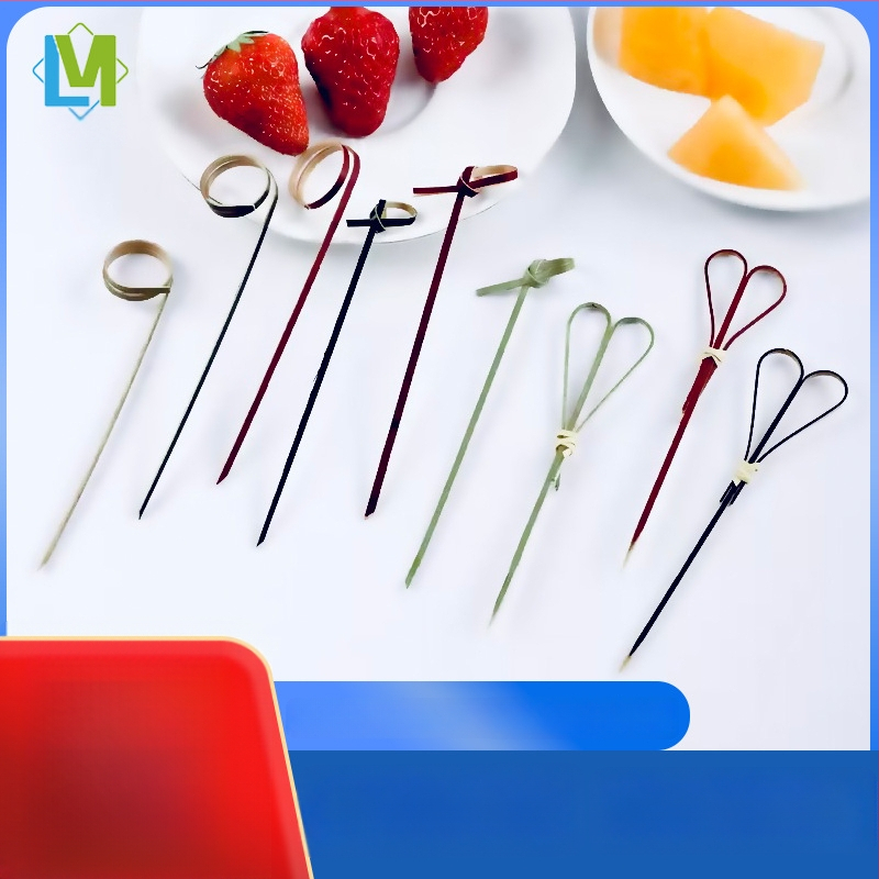Set bețișoare din bambus pentru desert: furculițe pentru fructe, bețișoare pentru fructe confiate, bețișoare DIY, bețișoare pentru cocktail, bețișoare cu inel