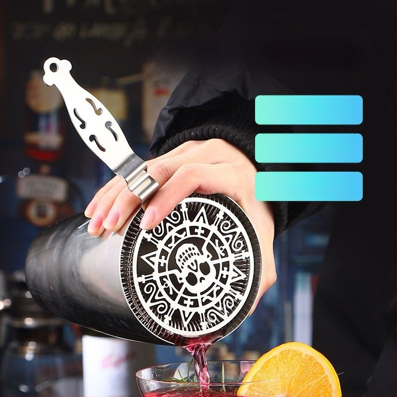 Filtru de gheață din oțel inoxidabil 304 pentru cocktailuri elegante – filtru Hawthorne în formă de craniu