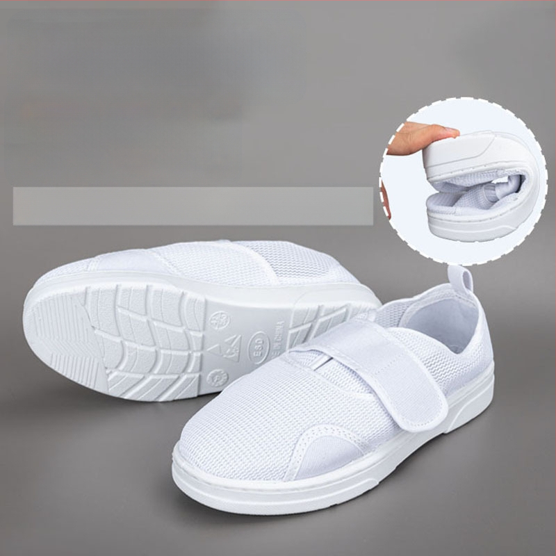 Pantofi antistatice cu plasă respirabilă, talpa moale îngroșată, închidere cu Velcro, încălțăminte de lucru unisex pentru atelier
