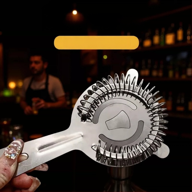 Strecurător de cocktail din oțel inoxidabil cu urechi duble – filtru pentru gheață, instrument de bar