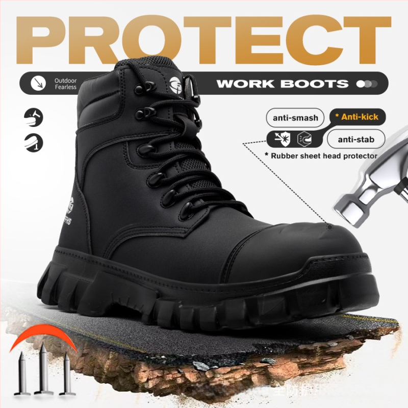 CFFHS Pantofi de protecție noi cu vârf din oțel, anti-șoc și anti-perforație, eleganți și comozi pentru uz zilnic și industrial