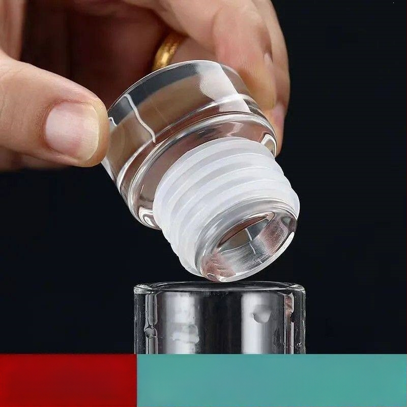 Stopper de vin din sticlă transparentă, 2,7 cm, cu marcaje pe scară și design etanș