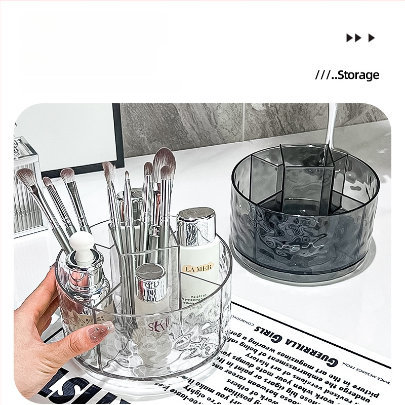 Suport rotativ pentru pensule de machiaj și depozitare pentru ruj, cutie transparentă de depozitare pentru cosmetică și îngrijire a pielii