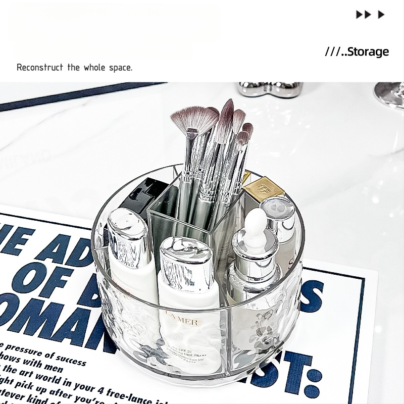 Suport rotativ pentru pensule de machiaj și depozitare pentru ruj, cutie transparentă de depozitare pentru cosmetică și îngrijire a pielii