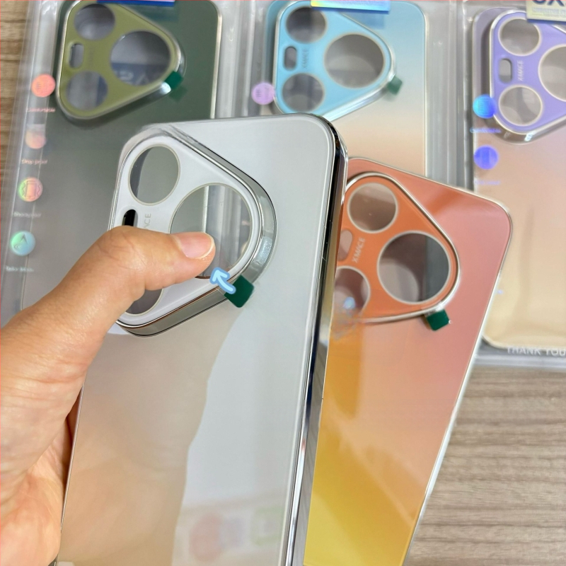 Funda din sticlă cu gradient curcubeu pentru Huawei Pura90Pro și Mate80Pro, protecție electroplată integrală