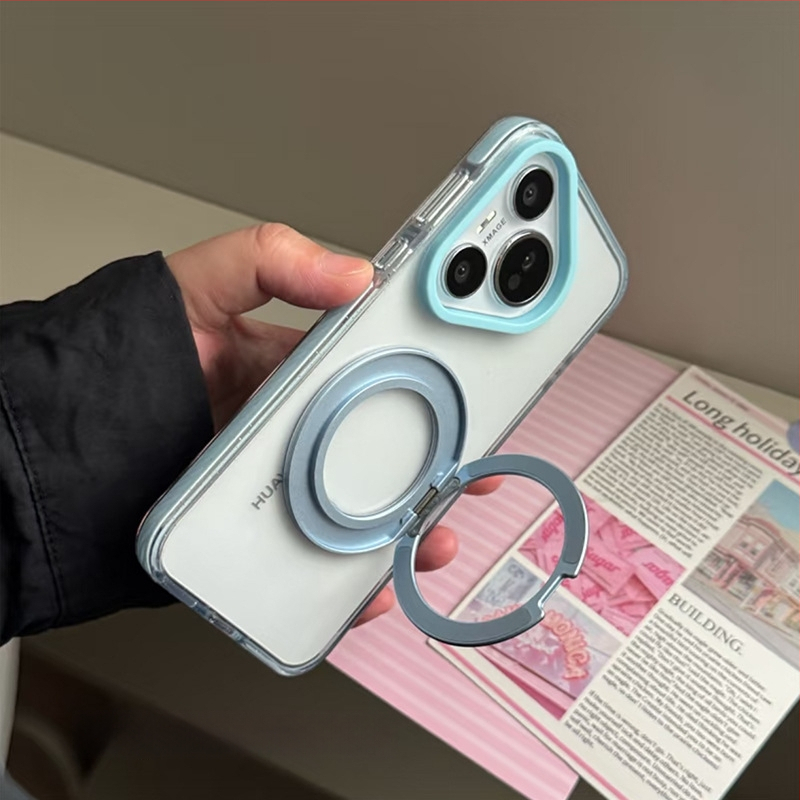 Suport magnetic rotativ de 360°, transparent cu sclipici în nuanțe candy, pentru husă Huawei Mate70 Pro, Mate60 Pro și Pura70 Pro+