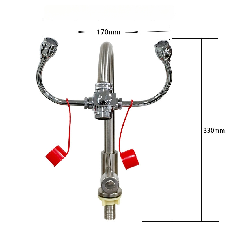 Spălător de ochi de laborator din oțel inoxidabil 304, robinet de bancă, dual-use, model YX-LY-S