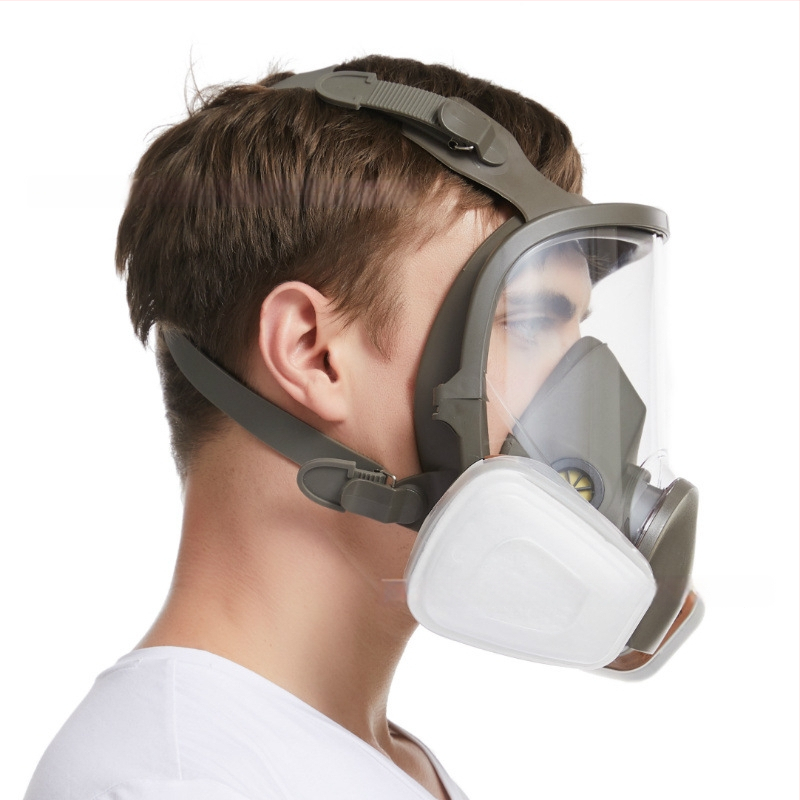 Masca de protecție facială din silicon, modelul 6800, pentru spray de vopsea, substanțe chimice și pesticide, cu câmp vizual lat