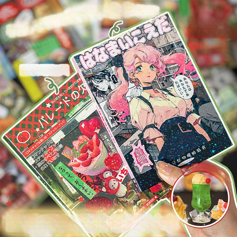 Carte cu autocolante decupate, autocolante în stil manga, seria amintiri romantice, elemente japoneze vintage, autocolante decorative pentru jurnal