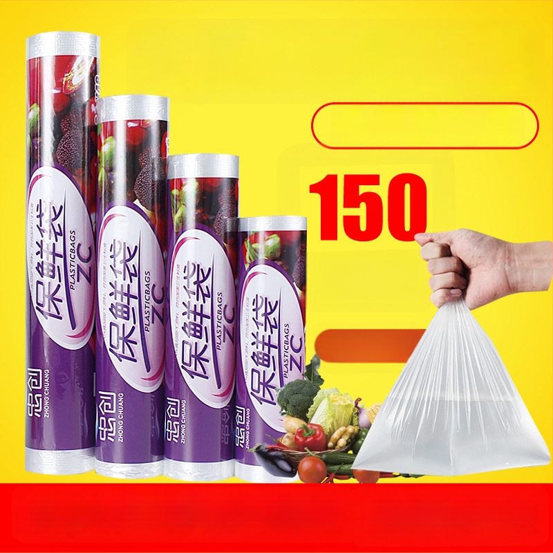 Saci de conservare cu deschidere plată, în rolă, pentru bucătărie, extra-large, transparente, din plastic pentru alimente, groși