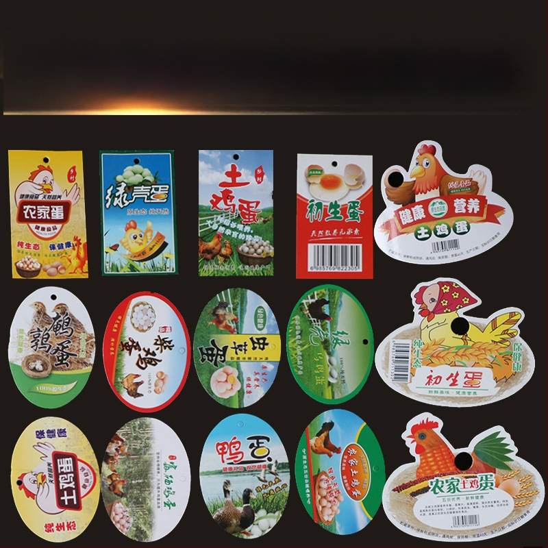 Etichete de agățat en-gros pentru ouă de găină crescute în aer liber, cu două fețe, cu șnur de atașare