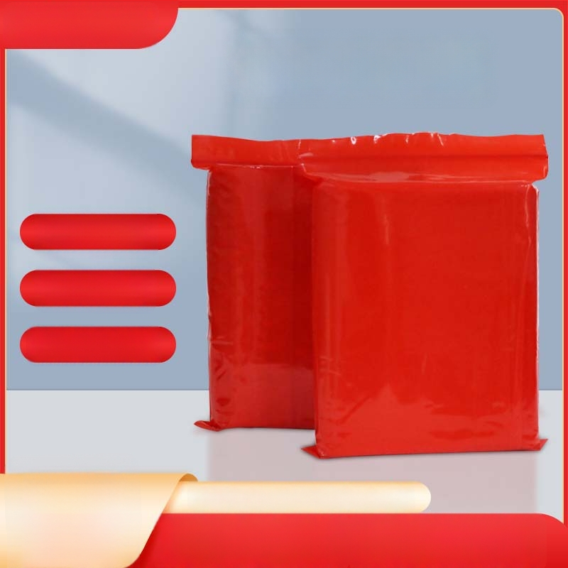 Pungă zip roșie din plastic, auto sigilantă, pentru ambalare generală, cu bandă de sigilare de 1.5 cm