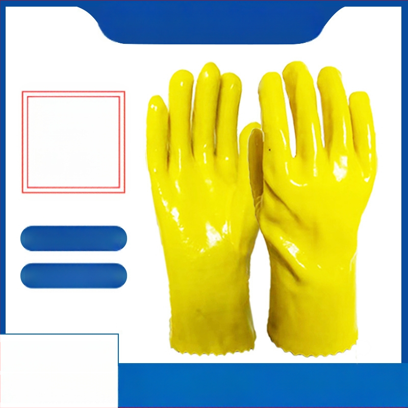 Mănuși de protecție Wiesbon 28-2 din PVC, căptuite cu bumbac, rezistente la substanțe chimice, uleiuri și alcalii