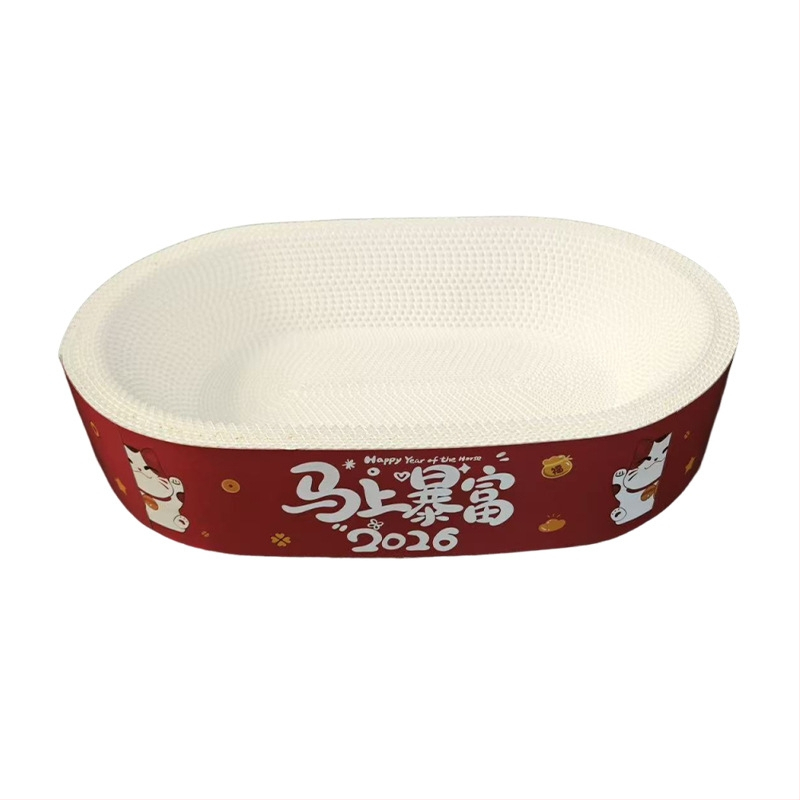 White Kraft zgârietor pentru pisici cu pat oval integrat, rezistent la zgârieturi, durabil, fără scame, mărime XXL.