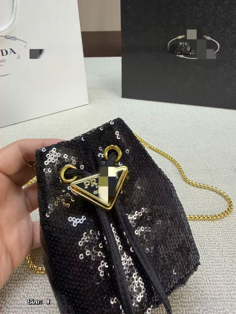 Geantă mini pentru ruj, cu lanț și paiete, bucket bag crossbody pentru femei, vara 2025