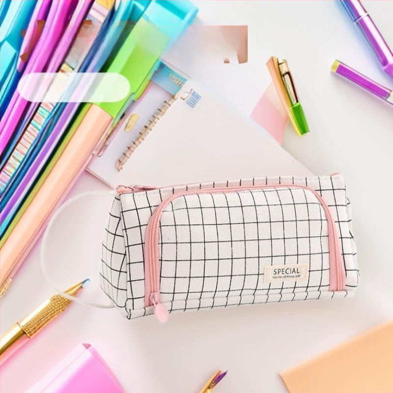 Penar triunghiular pentru creioane, geantă de stil coreeană cu capacitate mare, depozitare portabilă multifuncțională pentru studiu și birou
