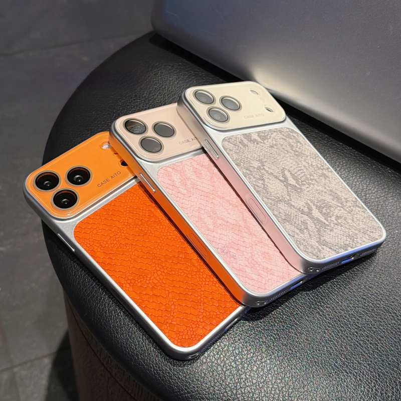 Husă din piele de crocodil pentru iPhone 17 Pro Max cu fereastră de vizualizare mare, husă protectoare creativă pentru iPhone 16