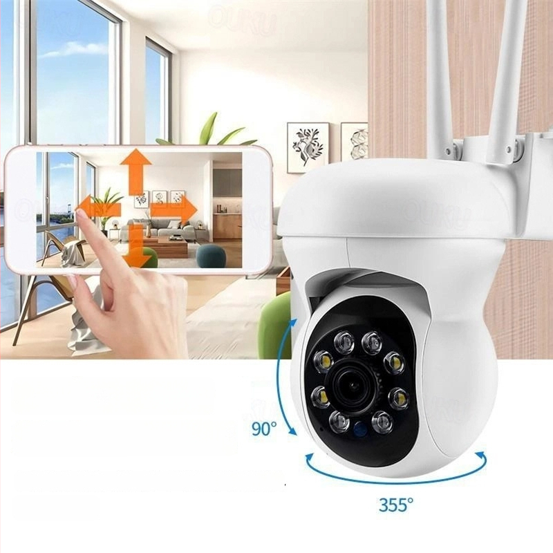 K21 Cameră exterioară 1080p PTZ cu rotație la 360°, Wi‑Fi fără fir, vizionare nocturnă pentru securitate
