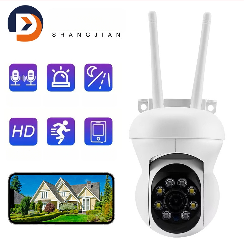 K21 Cameră exterioară 1080p PTZ cu rotație la 360°, Wi‑Fi fără fir, vizionare nocturnă pentru securitate
