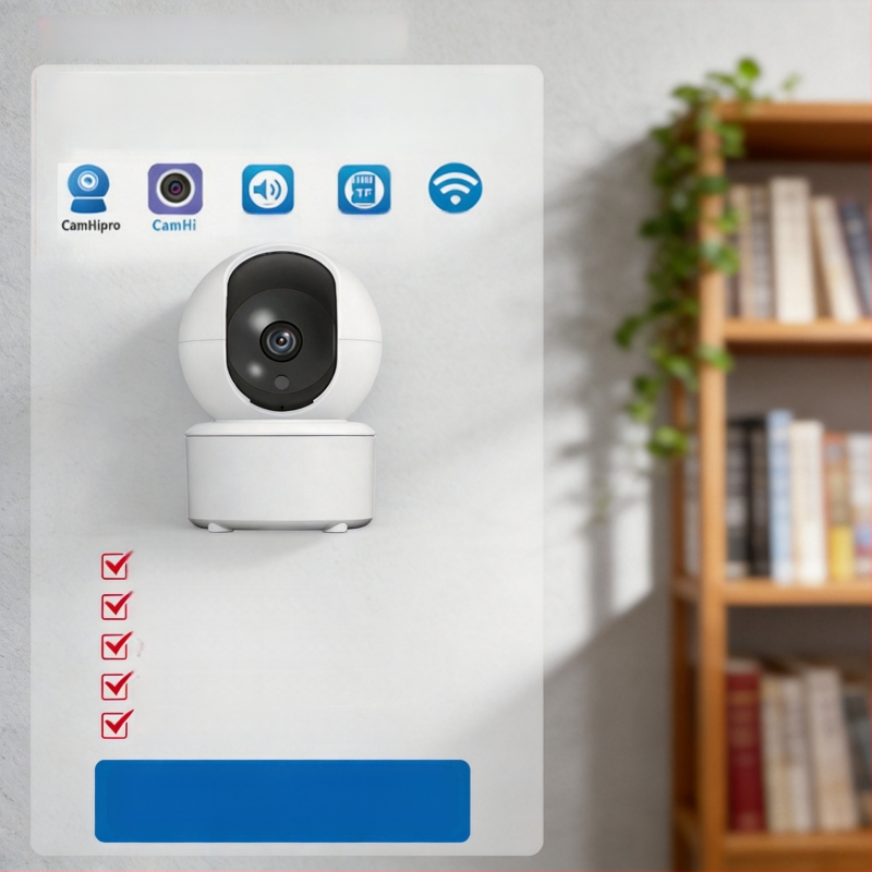 Cameră de supraveghere cu vedere de noapte HD, wireless, pentru interior, IP, pan-tilt, Wi-Fi