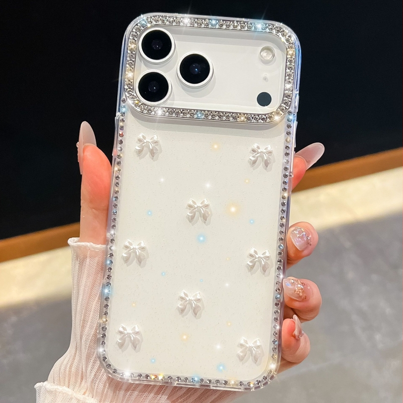 Husă nouă cu diamante strălucitoare pentru iPhone 17 – Aurora Bow, lux
