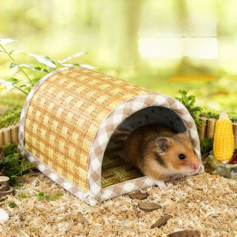 Cuib de vară pentru hamsteri și porcuși de Guineea, cu tunel răcoritor și covoraș din mătase rece